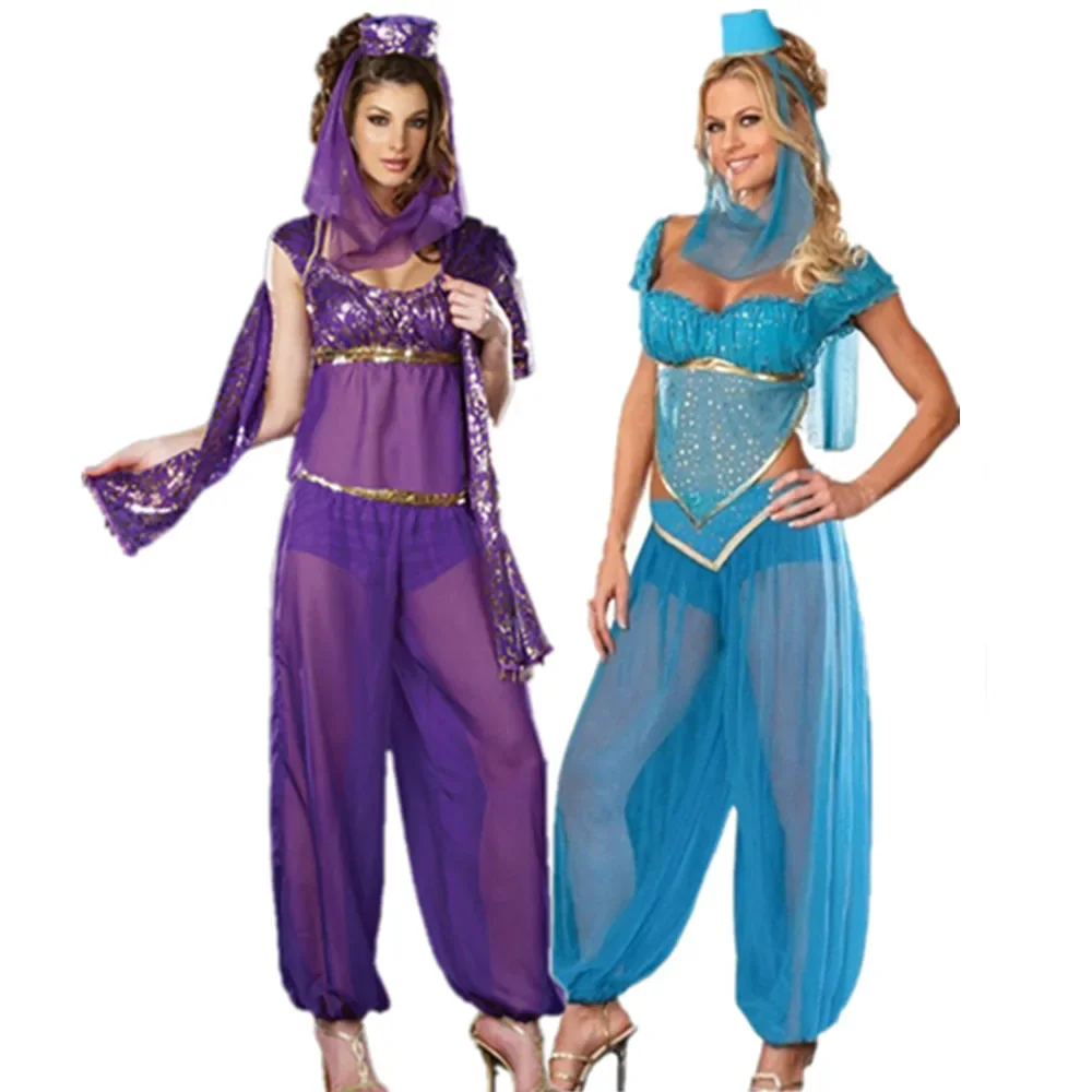 Purim Halloween Party Aladdin Magic Lamp Princess Costume Adult Women Indian Dance Bollywood Jasmine Costume Cosplay Fancy Dress