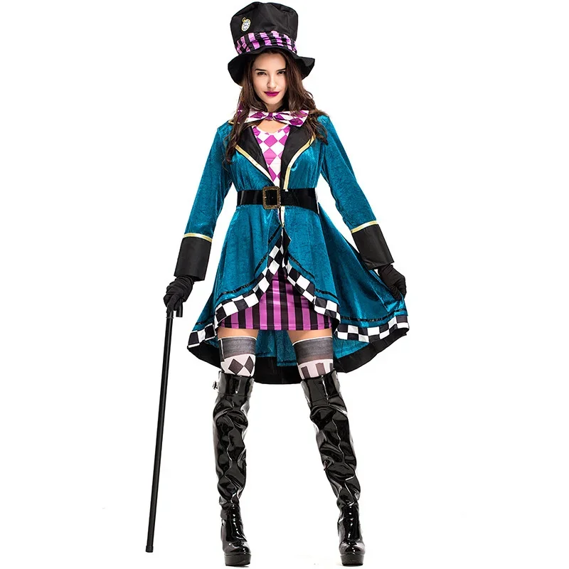 Donne Halloween Deluex Mad Hatter Costume Magic Show Tuxedo Fancy Dress