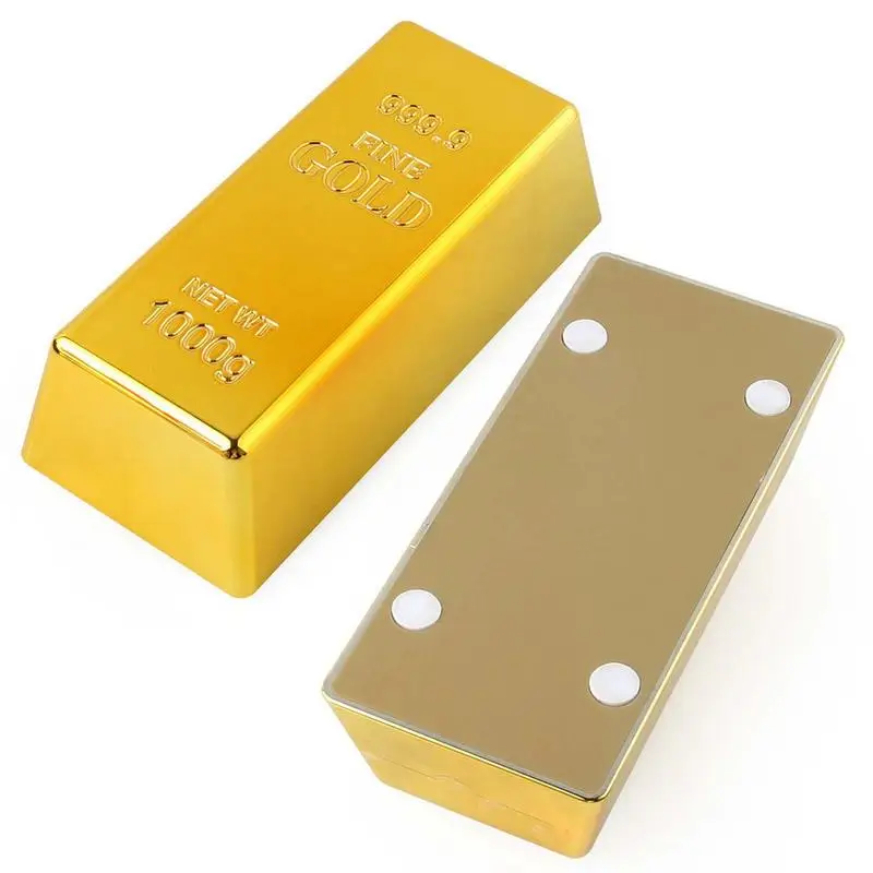Gold Brick Real Fake Golden Bar Fake Gold Bar Prop Decorazione Della Tavola Puntelli Giocattolo Magic Prop Fancy Desk Table Ornament Toy Nuovo Regalo