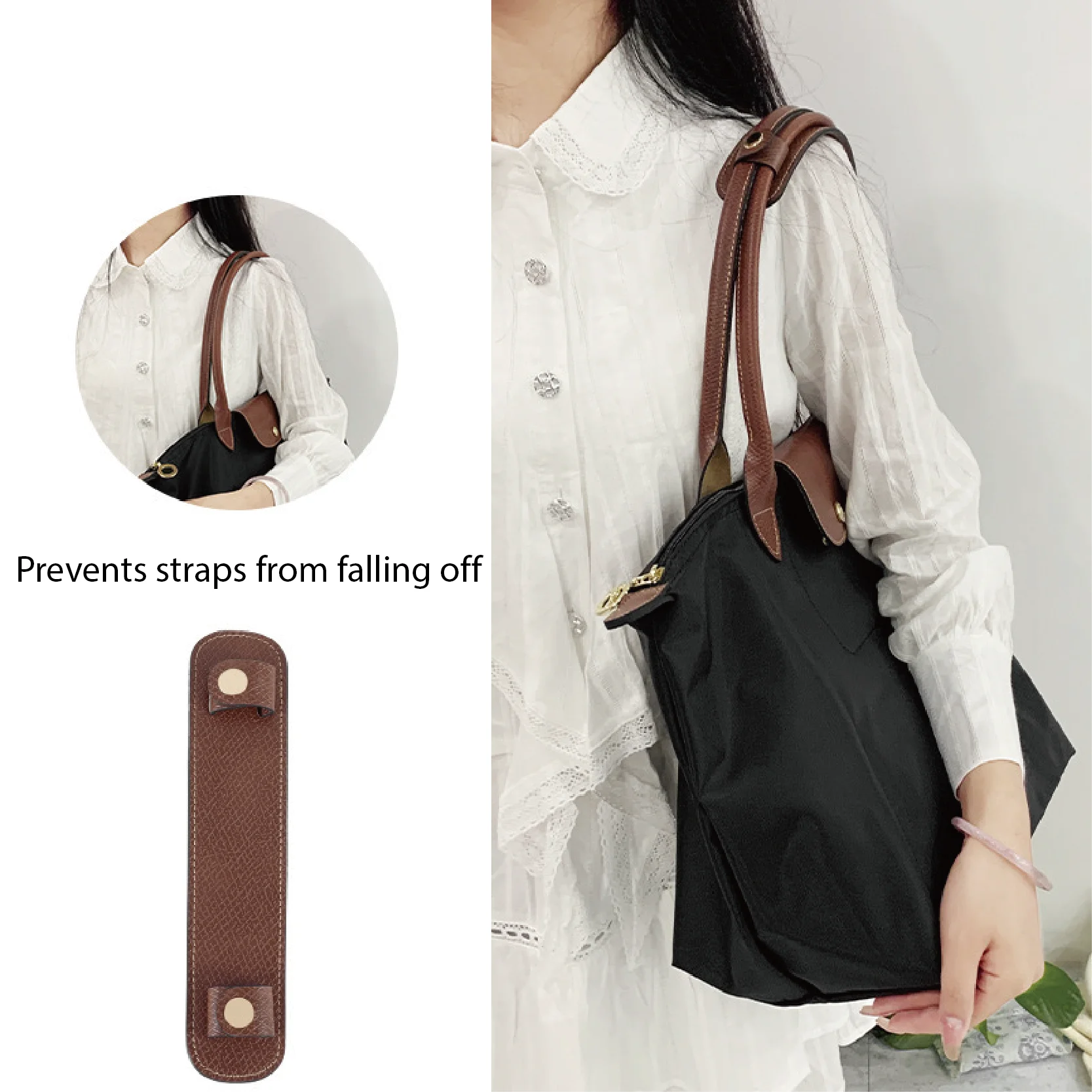Per Longchamp Tracolla Singola Tracolla Antiscivolo Pad Riduzione Del Carico Spalla In Pelle Bovina