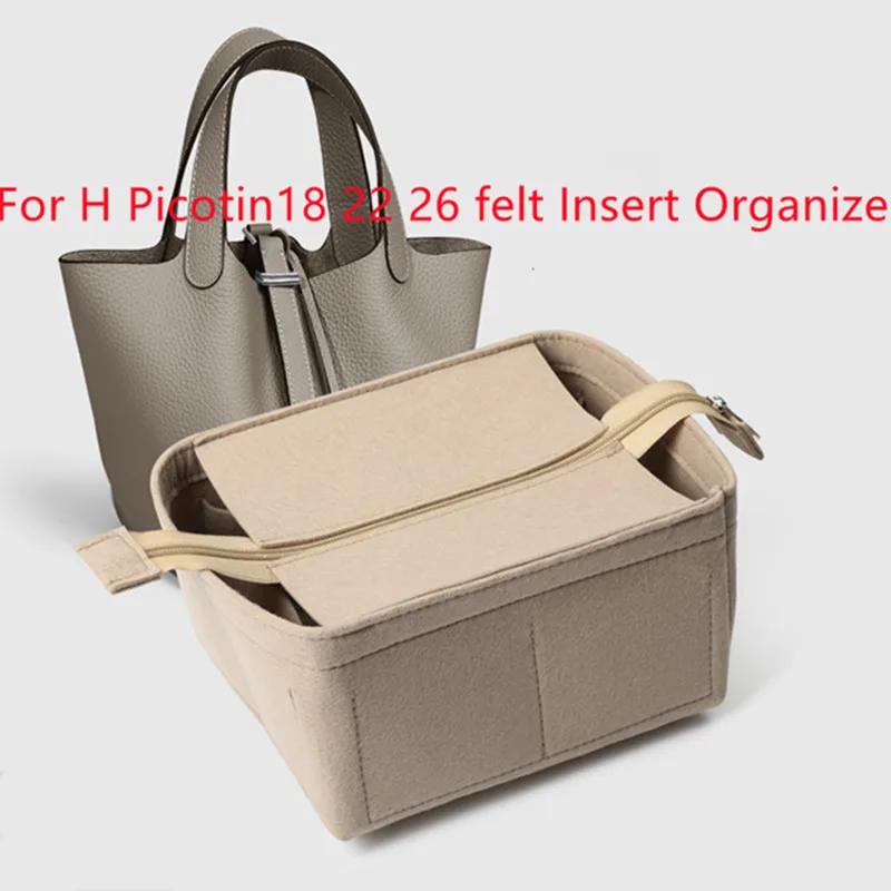 Inserto Organizer Per Borsa Cosmetica Da Donna In Feltro Con Borsa Con Cerniera Tote Shaper Adatto Per Picotin 18 22 26