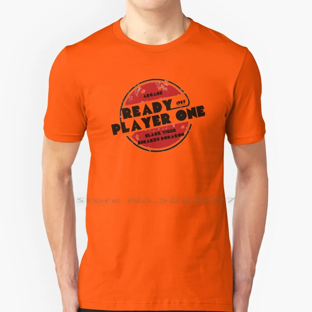 Ready Player One Logo Black Tiger 1987 T Shirt 100% Cotton Ready Player One Retro Arcade Black Tiger Gunter Big Size 6Xl Tee