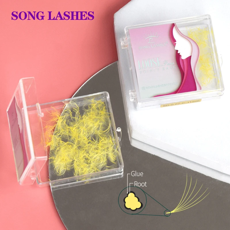 Song Lashes Mutiple Color Loose Fans Promade Volume Fans 500 Fans Lashes 6D Base A Punta Premade Volume Fans Extension Ciglia
