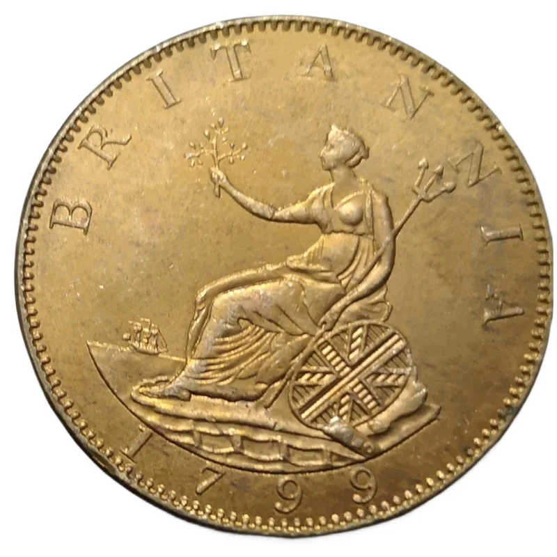 1799 Regno Unito Half Penny-George Iii Moneta Di Rame 30 Millimetri