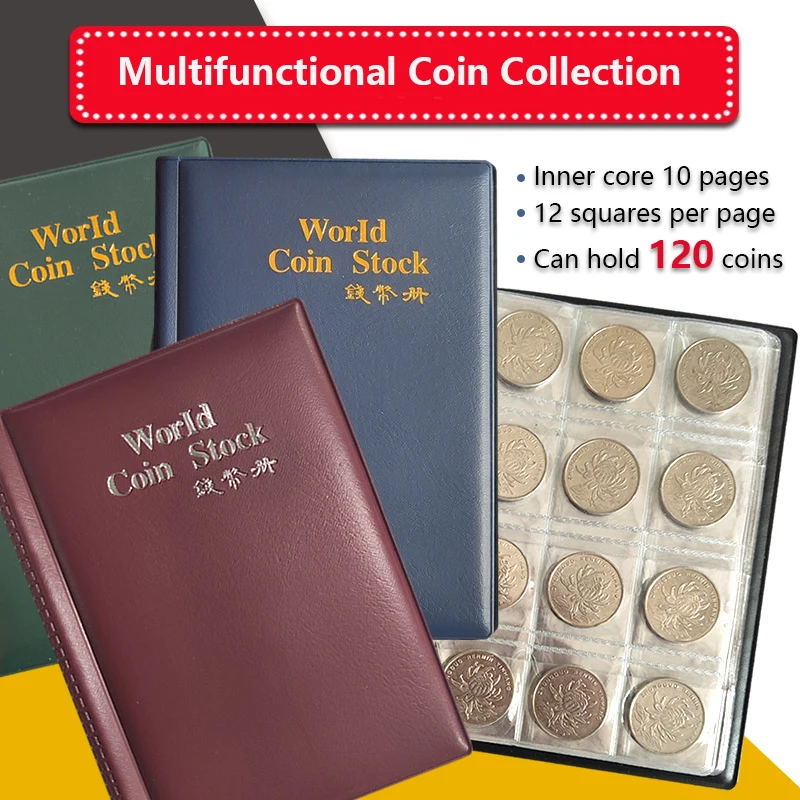 Raccolta Di Denaro Organizzatore 120 Tasche Monete Collezione Album Per Collezionista Portamonete Album Mini Penny Coin Storage Bag