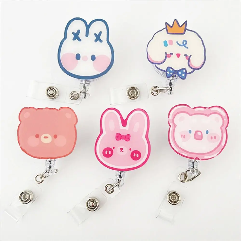 Cute Rabbit Bear Badge Retrattile Pull Nurse Badge Reel Studenti Id Name Tag Card Badge Holder Reels Work Forniture Per Ufficio