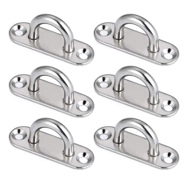 2022 Nuovo 6Pcs 5Mm Piastra Per Occhi In Acciaio Inossidabile Oblungo Pad Eye Plate Hardware Per Gancio Ad Anello In Metallo