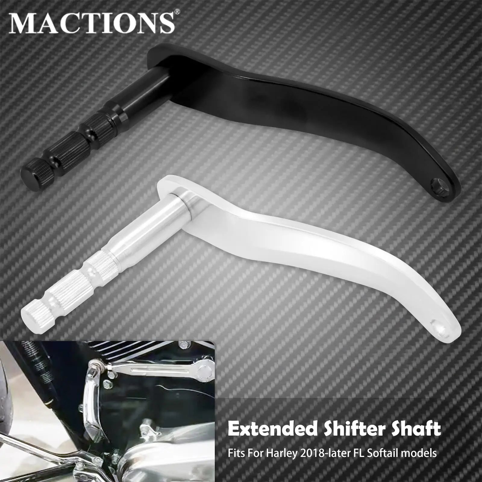 Moto Extended Gear Shifter Shaft Asta Del Cambio Braccio Leva Nero/Cromato Per Harley Softail Fat Boy Slim Deluxe Heritage 2018-23