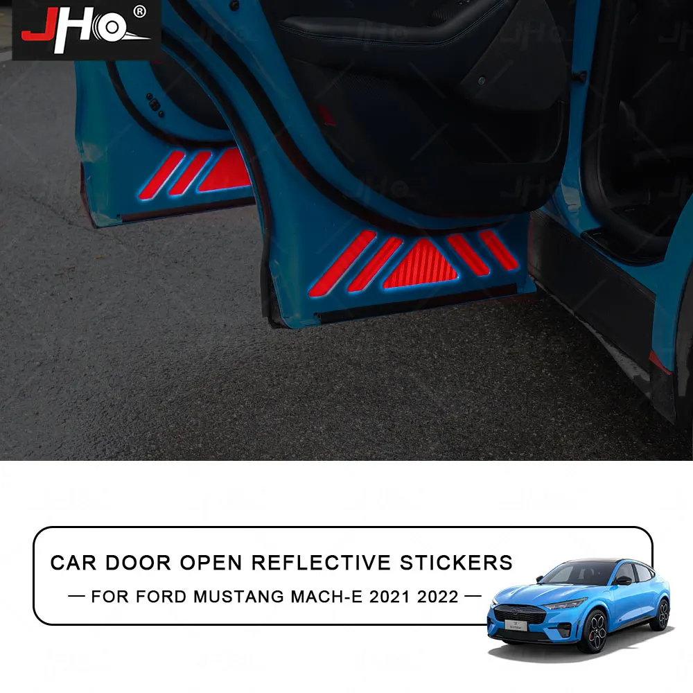 Jho Car Door Open Avvertimento Adesivo Riflettente Nelle Notti Per Ford Mustang Mach-E 2021 2022 Accessori Rosso