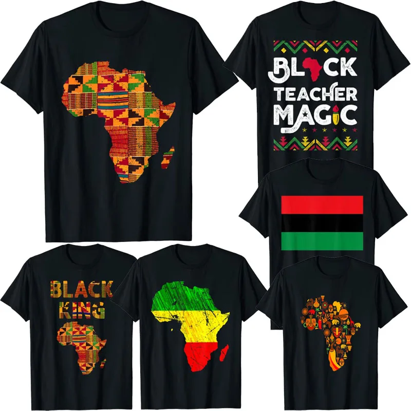 Africa Map Reggae Rasta T-Shirt Black Liberation Flag Afro-American Tee Heart Africa-Continent Art Teacher Black-Pride Tops