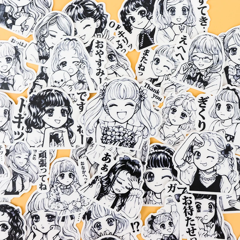 40 Pcs Disegnati A Mano Carino Ragazze Fatta In Casa Espressione Adesivi Per Computer Portatile Di Modo Di Snowboard Casa Della Decalcomania Frigorife