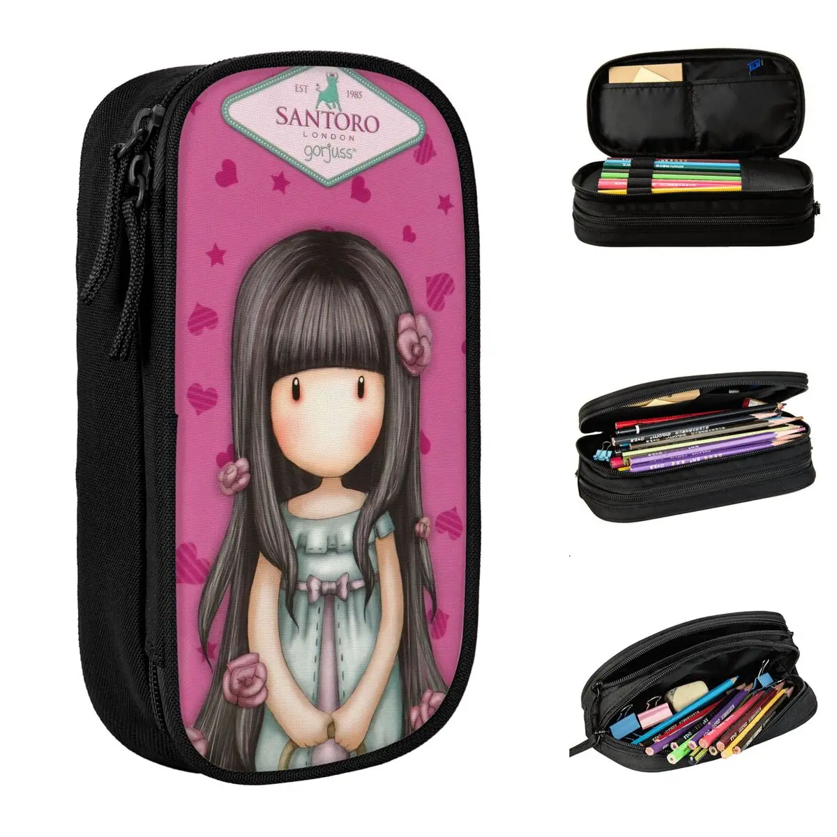 Santoro Gorjuss Pencil Case Lovely Kawaii Girl Pen Holder Bag Kids Large Storage School Supplies Regalo Pencil Pouch