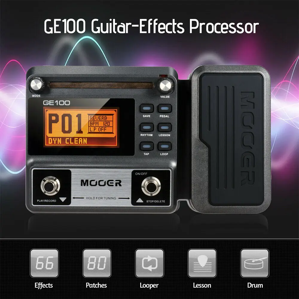 Mooer Ge100 Multi Effects Pedal 8 Effect Modules 180S Loop Recording Strumenti Musicali Loop Station Processor Multi Effect Peda
