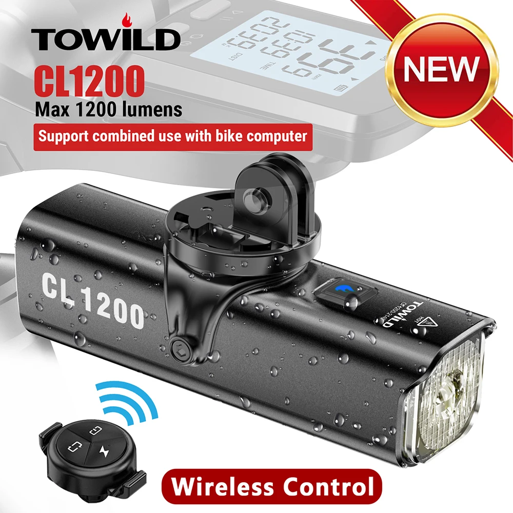 Towild Cl1200 Interruttore Smart Bike Light Telecomando 4000Mah Batteria Type-C Ricaricabile Road Mtb Bike Light