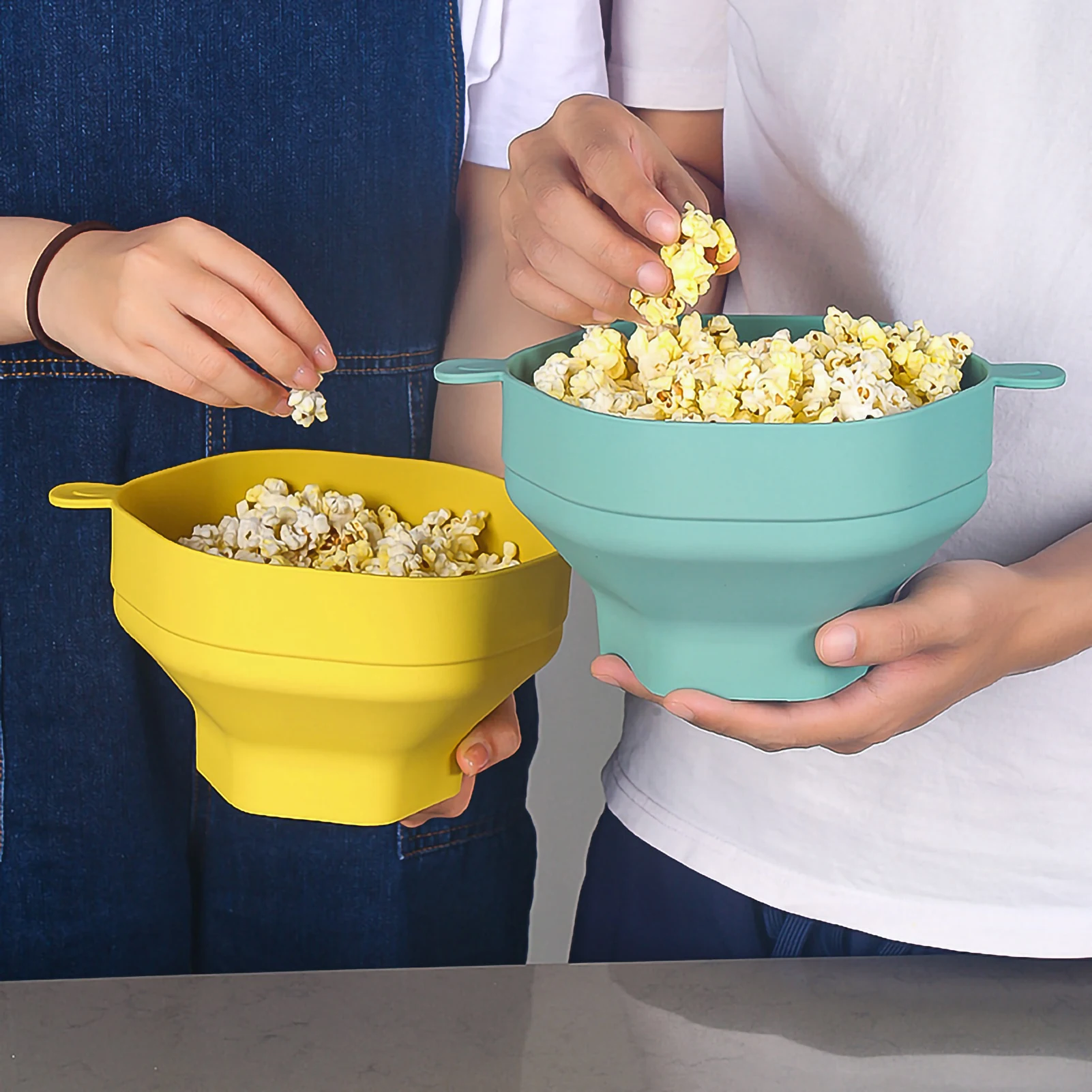 Nuovo Silicone Popcorn Maker Microonde Popcorn Secchio Pieghevole In Silicone Popcorn Secchio Poppers Ciotola Fai Da Te Popcorn Maker Con Coperchio