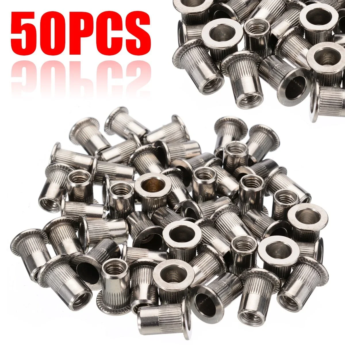 50 Pz M6 Rivetto Dadi M6 Filettatura Femmina 304 In Acciaio Inox Testa Piatta Rivetto Dado Rivnut Inserto Nutsert Per Ascensori Auto Ferrovia