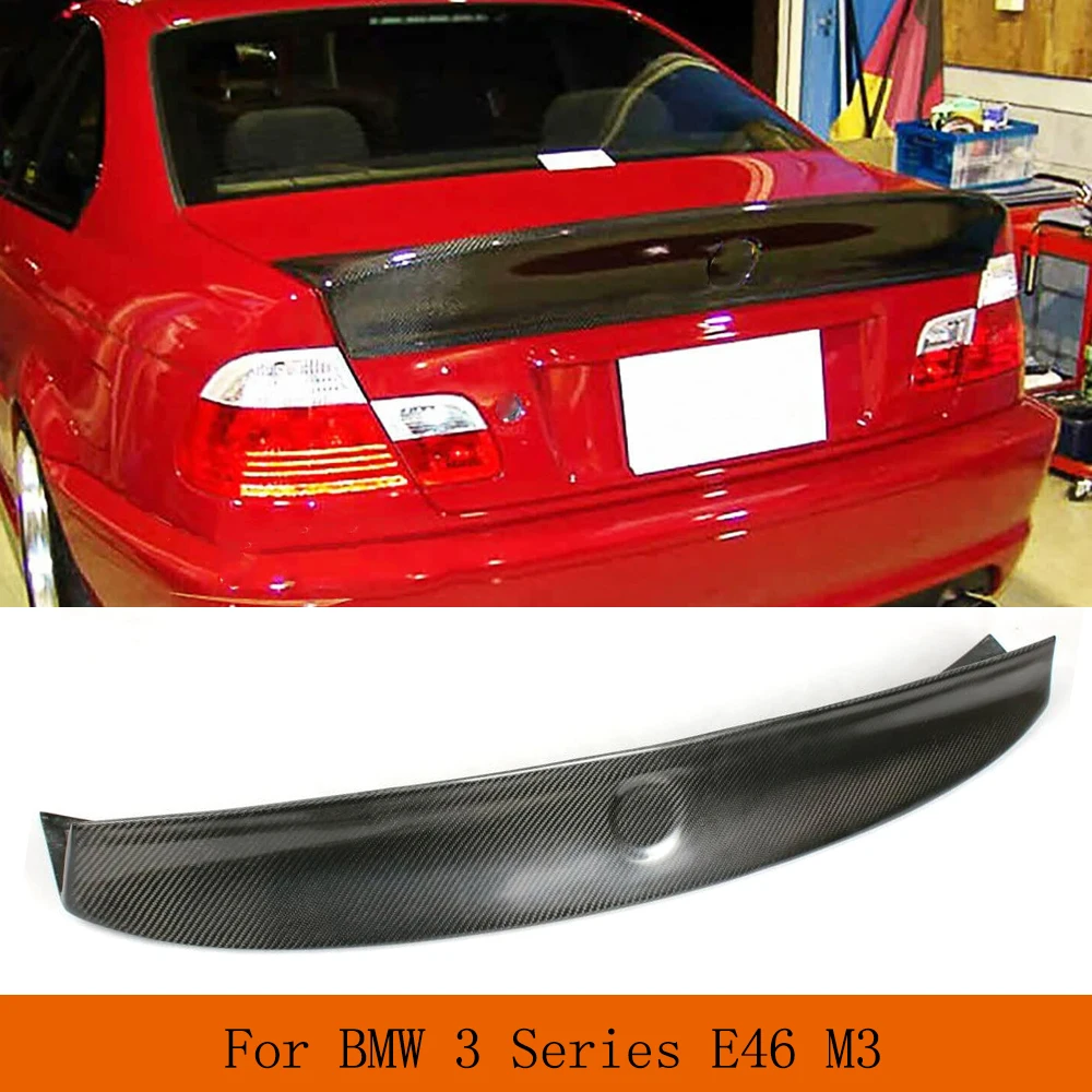 Vera Fibra Di Carbonio Spoiler Posteriore Tronco Boot Lip Wing Per Bmw E46 4 Porte Berlina M3 1999 - 2004 Pu Grey Car Tuning Parts Frp Primer