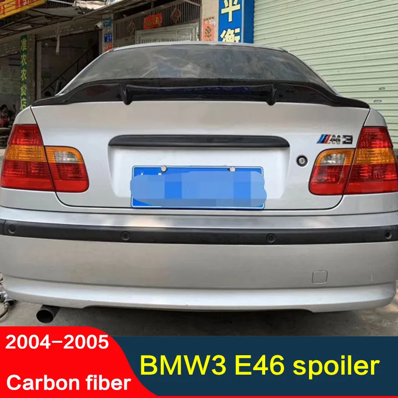 Per E46 Real Carbon Fiber Accessory Spoiler Old Bmw Serie 3 Berlina Car Trunk Ali Posteriori Tail R Style 2004 2005 Anno