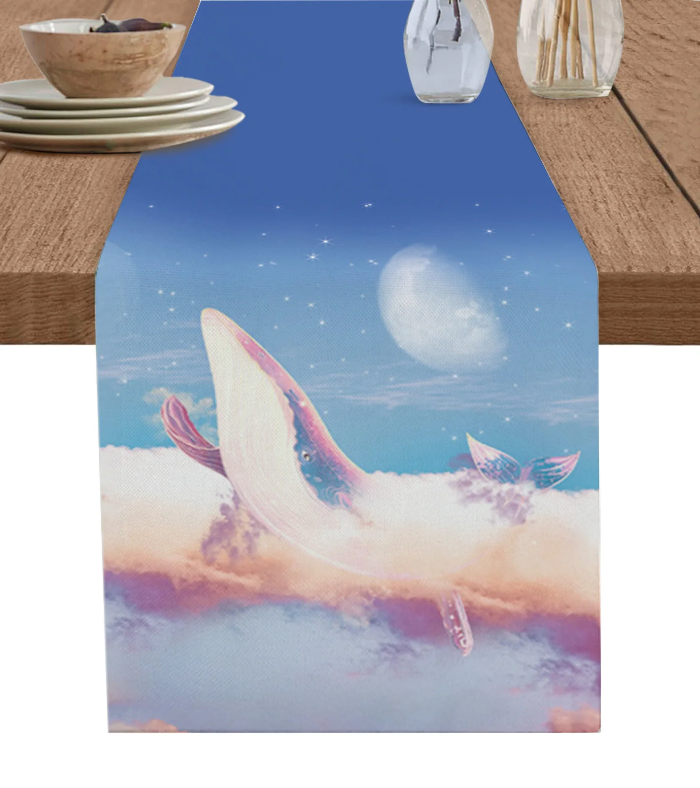Starry Sky Whale Star River Clouds Table Runner Decoration Home Decor Dinner Table Decoration Table Decor