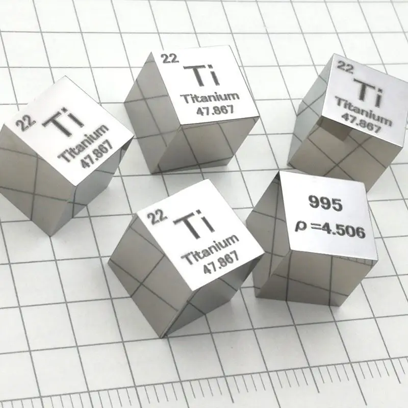 Fantu Pure Titanium Block Chemical Metal Ti Cubic Collection Elementi Tavola Periodica Titanium Cube 10Mm 99.95% Attrezzi Da Pesca
