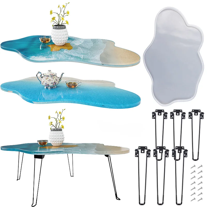 61Cm Grande Vassoio Irregolare Stampo In Silicone Wave Table Resina Epossidica River Table Stampo In Silicone Diy Ocean Crystal Resin Casting Mold