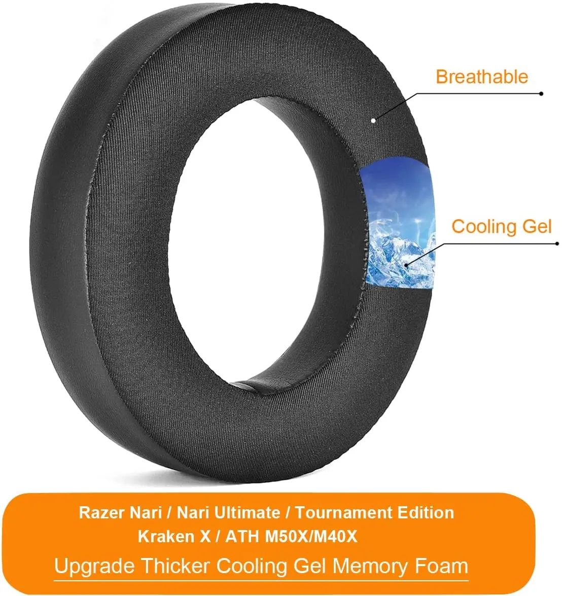 Cuscinetto Per L'Orecchio Infuso Di Gel Di Raffreddamento Per Razer Nari Ultimate, Nari Essential, Kraken Tournament Edition Ear Pad Cooling-Gel Ear C