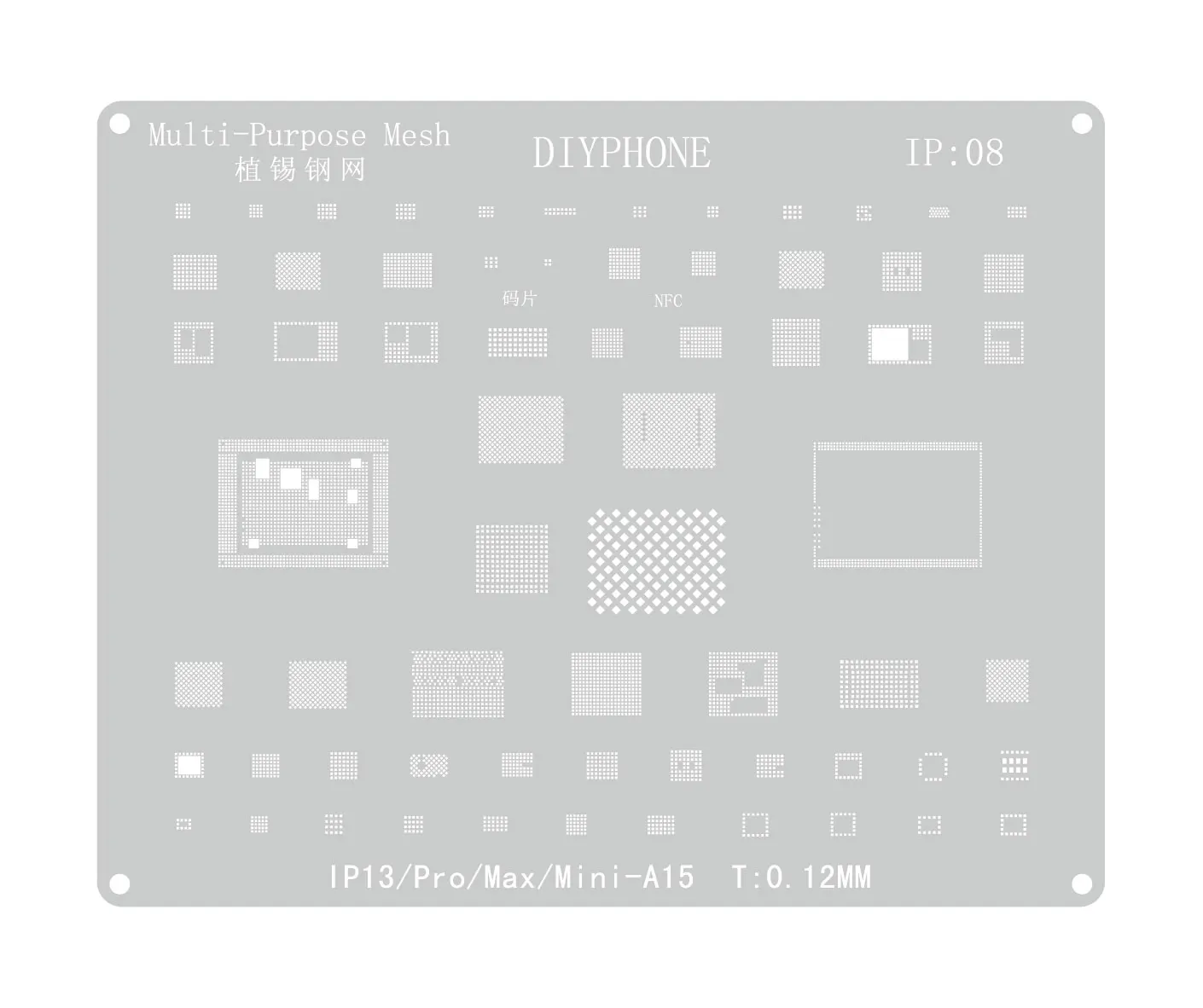 Diyphone Steel Bga Reballing Stencil Kit Tin Planting Steel Mesh Solder Template Per Iphone X-11 12 13 14 15 Pro Max Solder Net