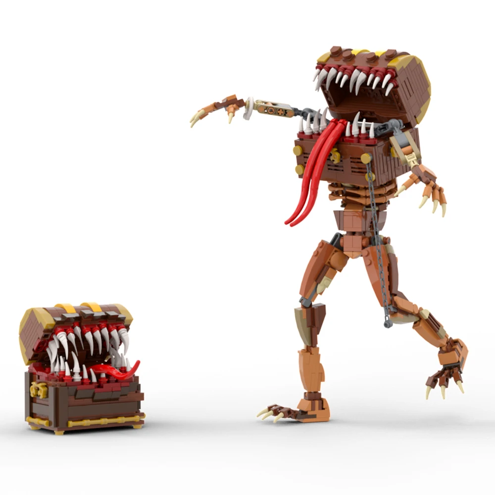 Buildmoc Game Mimic Chest Dungeonsed Monster Demo Building Blocks Kit Dark Souls Mimic Final Treasure Box Dragons Bricks Kidstoy