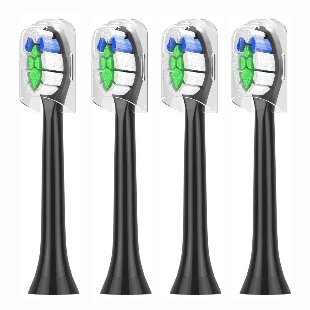 4 Pezzi Jt Per Philips Sonicare Diamond Clean Proresults Flexcare Hx6064/14 Testine Per Spazzolino Elettrico Di Ricambio Standard Nero