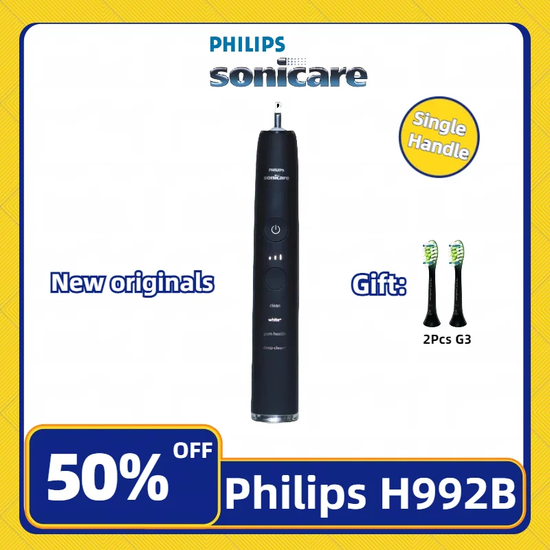 Philips Sonicare Diamond Con 2 Testine Philips G3 App Clean Spazzolino Ricaricabile A 5 Modalità Con Pulizia Profonda Serie Hx99 H992B
