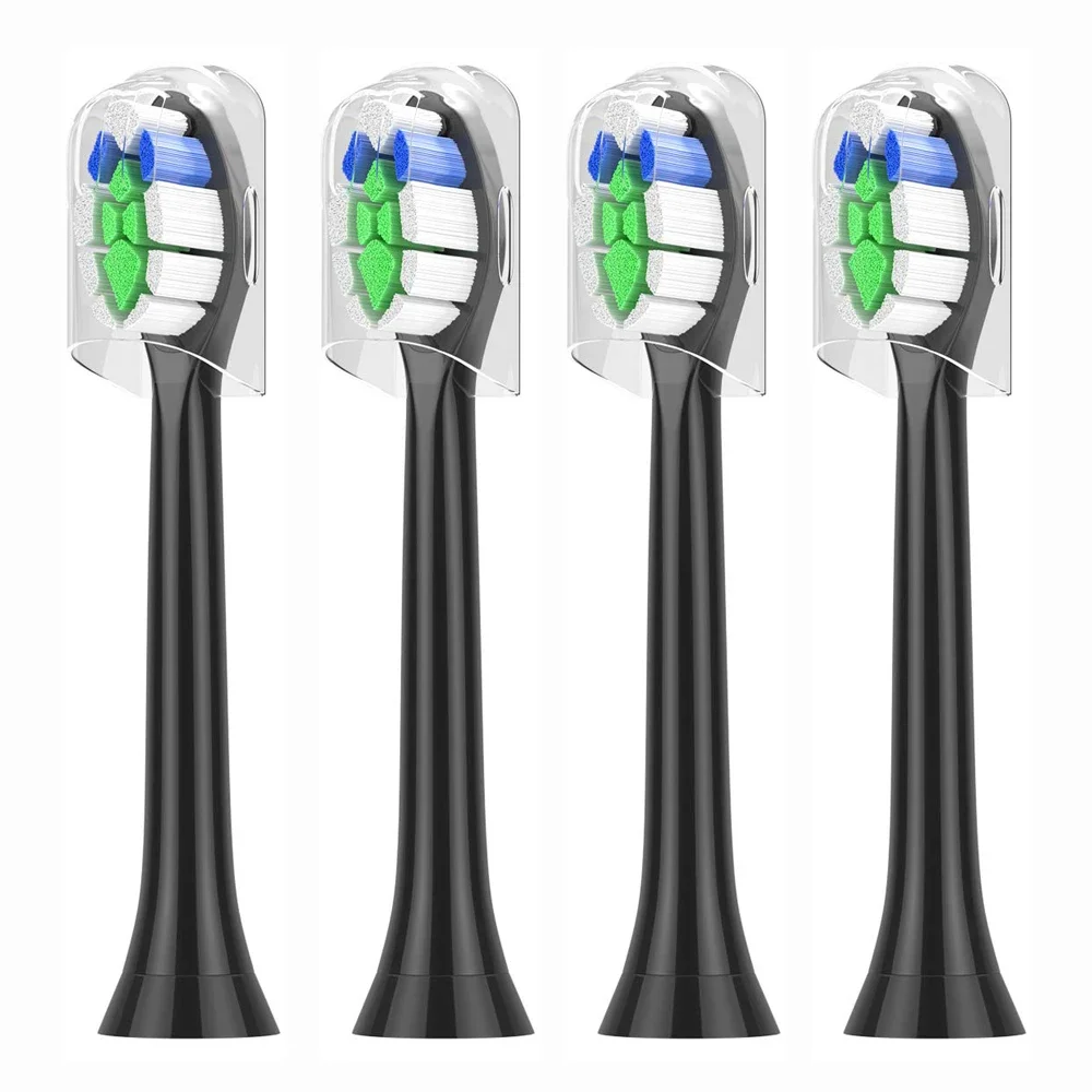 4 Pezzi Jt Per Philips Sonicare Diamond Clean Proresults Flexcare Hx6064/14 Testine Per Spazzolino Elettrico Di Ricambio Standard Nero