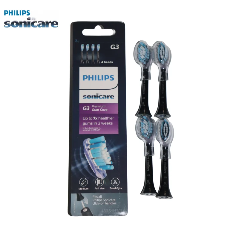 Philips Sonicare Genuine G3 Premium Gum Care Testine Di Ricambio Per Spazzolino Da Denti, Nere, Hx9054/95