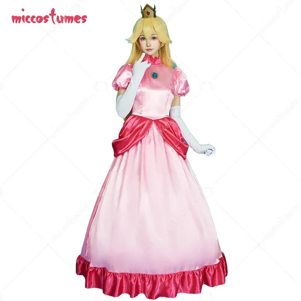 In Stock Miccostumes Donna Ragazze Pesca Costume Cosplay Vestito E Corona Con Sottoveste E Guanti