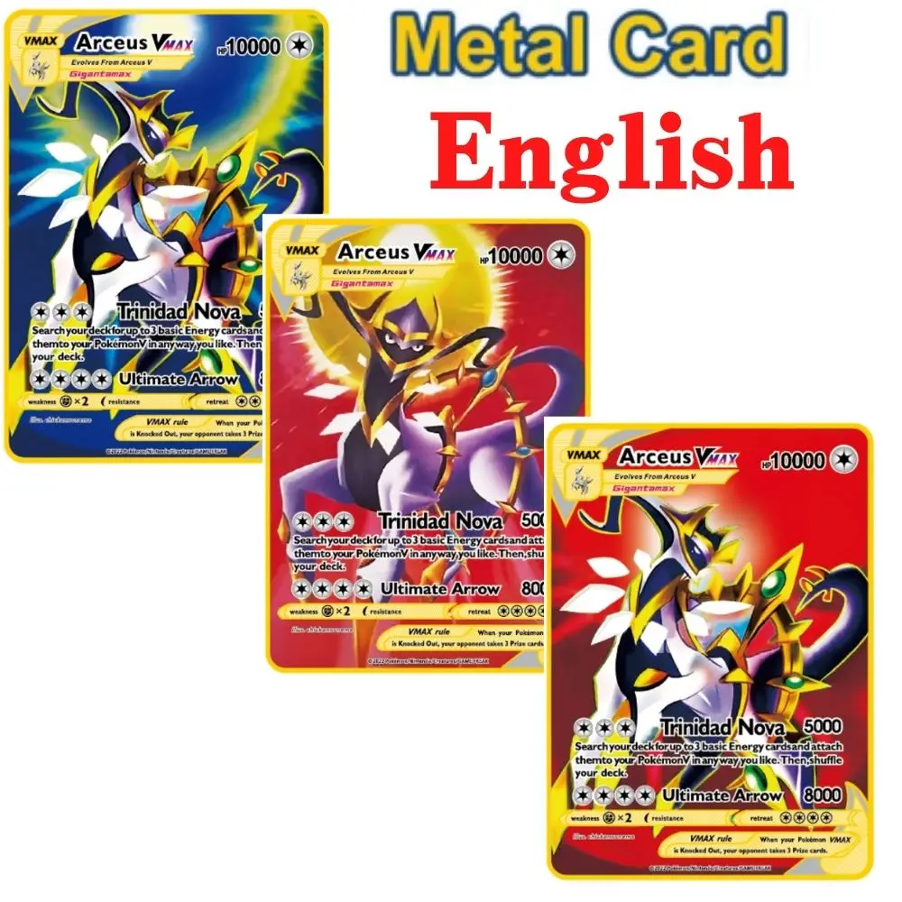 10000 Punti Arceus Vmax Pokemon Carte In Metallo Carta Fai Da Te Pikachu Charizard Golden Limited Edition Carte Da Collezione Per Giochi Regalo Per Ba