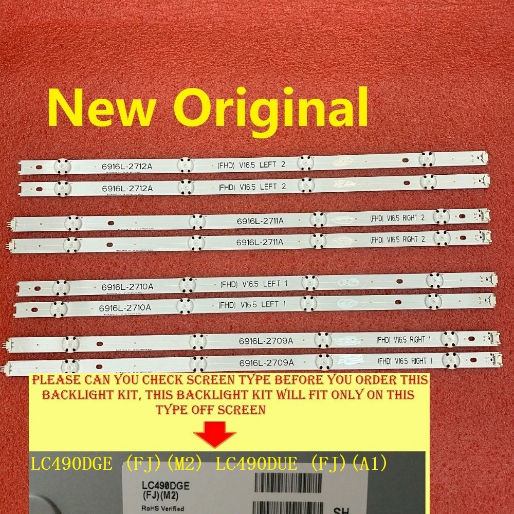 Kit 8 Pezzi Strisce Di Retroilluminazione A Led Per Lg 49Lh570V 49Lh5100 49Uh610V 49Uh620V 49Uh603V 49Uh610A Lc490Dge Fj M2 Lc490Due Fj A1