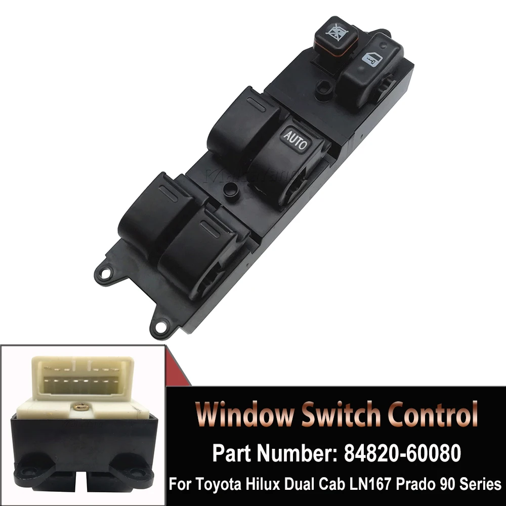 1 Pz Nuovo 84820-60080 8482060080 Per Toyota Hilux Dual Cab Ln167 Prado 90 Serie Driver Destro Interruttore Principale Alzacristallo Elettrico