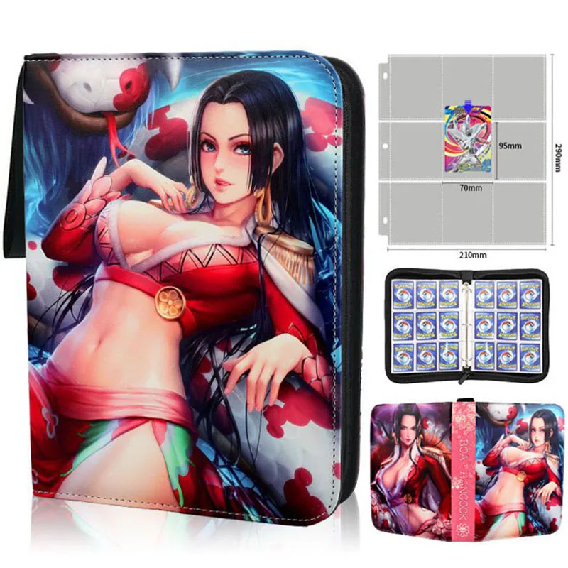 One Piece Anime Cartoon Card Case Book 400Pcs/900Pcs Boa Hancock Card Album Holder Zipper Binder Folder Kids Birthday Gift