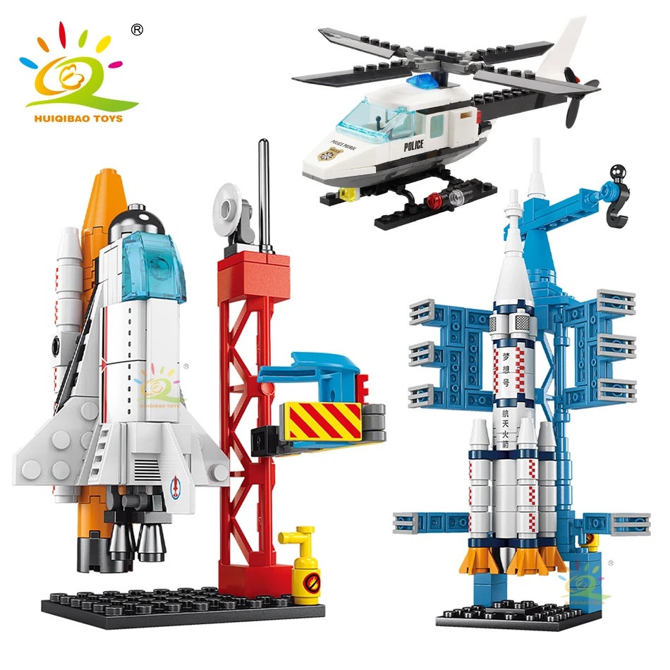 Huiqibao City Police Helicopter Airplane Model Building Blocks Fire Moto Bricks Giocattoli Educativi Regalo Per Bambini Dare Figura