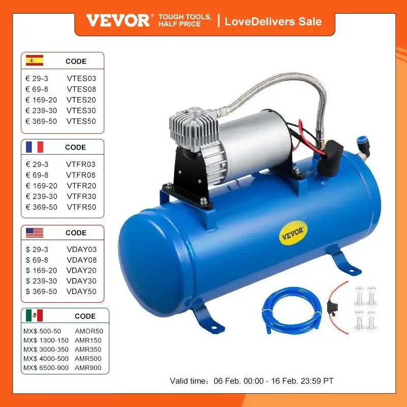 Vevor Compressore D'Aria A Tromba D'Aria Compressa 12V 120/150 Psi Compressore D'Aria A Tromba D'Aria Doppia Tromba Con Compressore 12V 120/150 Psi Tr