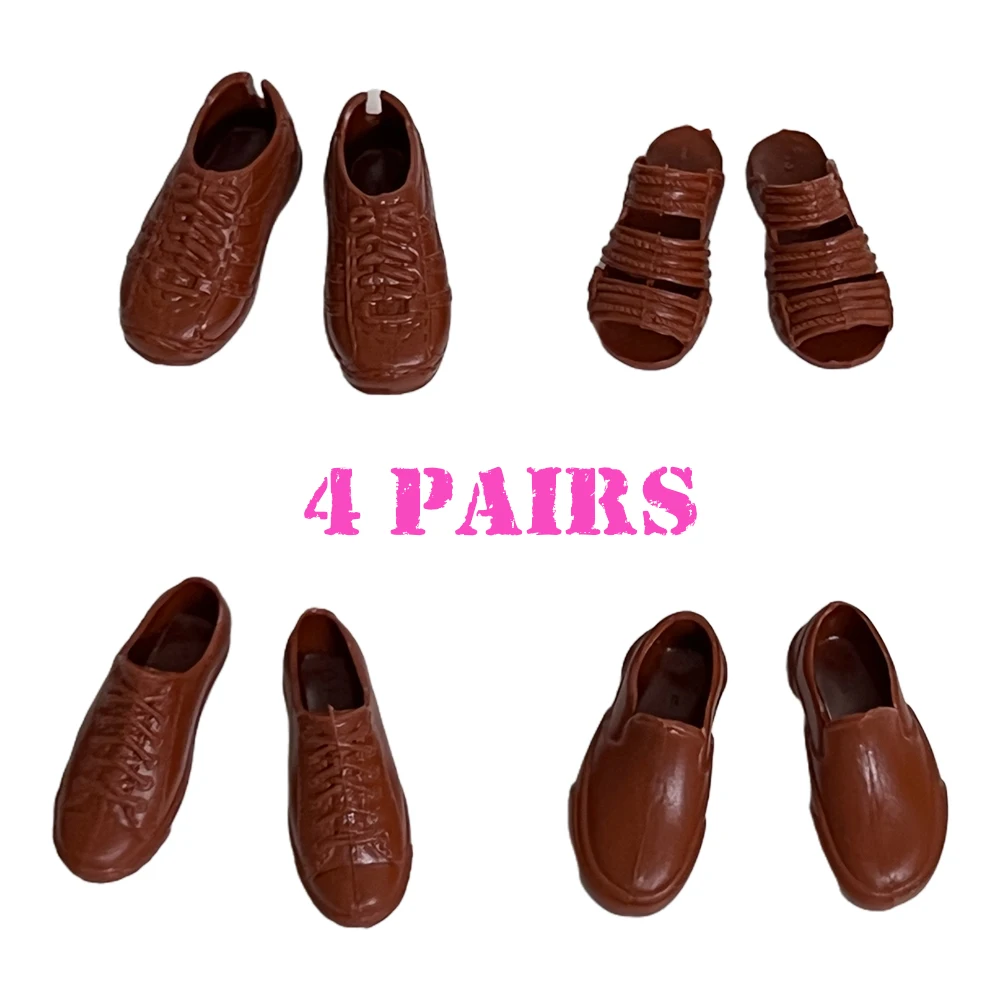 Nuove 4 Paia Di Scarpe Da Lavoro Marroni Pantofole Prince Ken Doll Shoes Prince Boots Moda Bambola Maschile Scarpe Casual Accessori Per Bambole