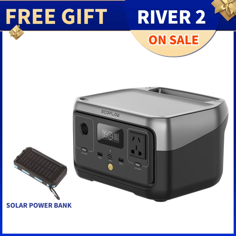 Ecoflow River 2 256Wh 300W Power Station Portatile Power Multiple Devices Ricarica Rapida, Per Campeggio, Camper, All'Aperto