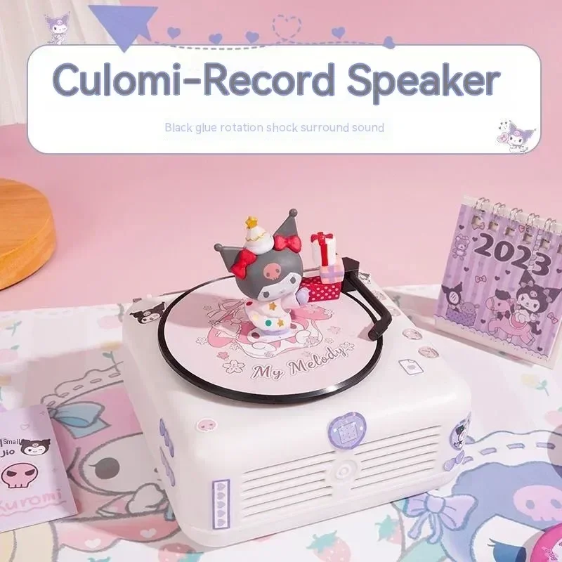 Sanrio Pochacco Hello Kitty Figures Melody Action Figure Doll Crayon Toys Jukebox Retro Bluetooth Cd Player Festival Gift
