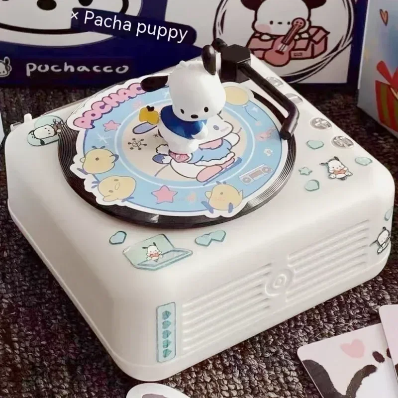Sanrio Hello Kitty Figures Melody Action Figure Pochacco Doll Crayon Toys Jukebox Retro Bluetooth Cd Player Festival Gifts