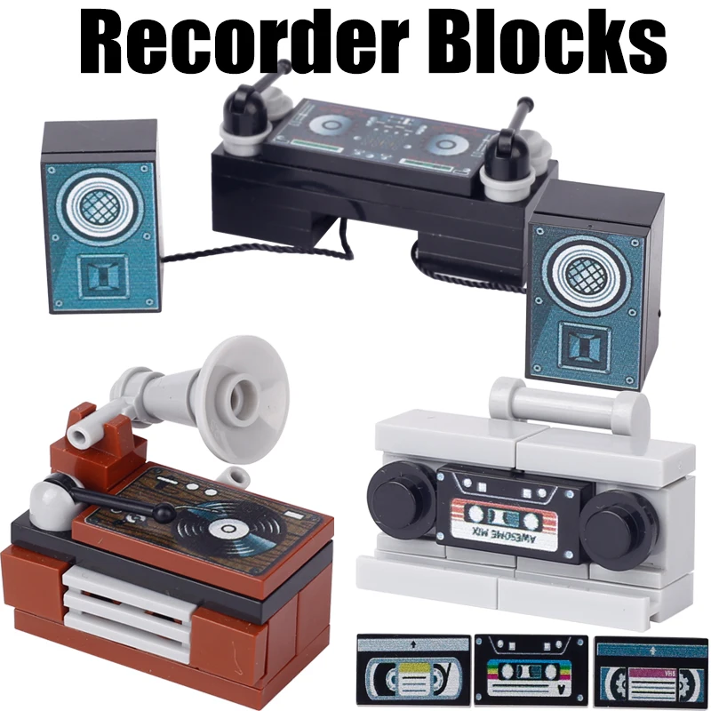 City Music Recorder Dj Station Jukebox Building Blocks Street View House Furniture Soldier Figures Moc Bricks Friends Toys Gifts