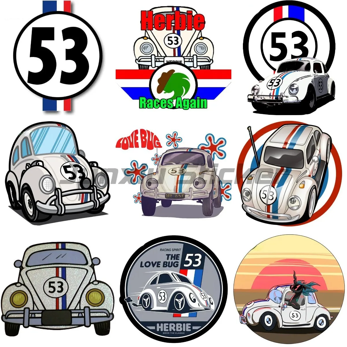 Herbie The Love Bug Decalcomanie Wall Door Impermeabile Moto Windows Laptop Trunk Car Stickers Personalizzabile