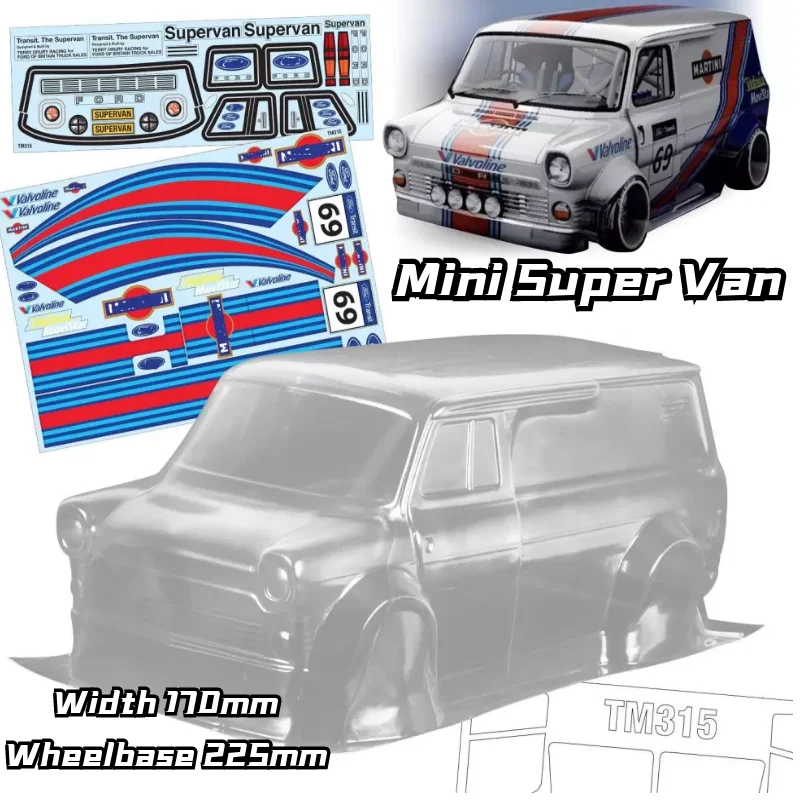 1/10 M Car Mini Super Van Rc Pc Shell Body 225Mm Interasse Trasparente No Verniciato Drift Body Per Rc 3R Mst Tamiya Carten M Car