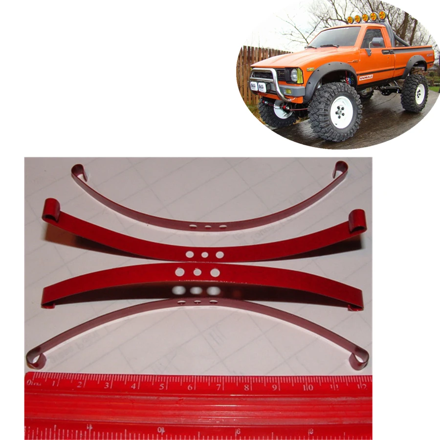 4X Red Edition Super Soft Flex Leaf Springs Per 1/10 Scale Rc Toys Car Tamiya F-350 Hilux 4Wd Trail Finder Ii