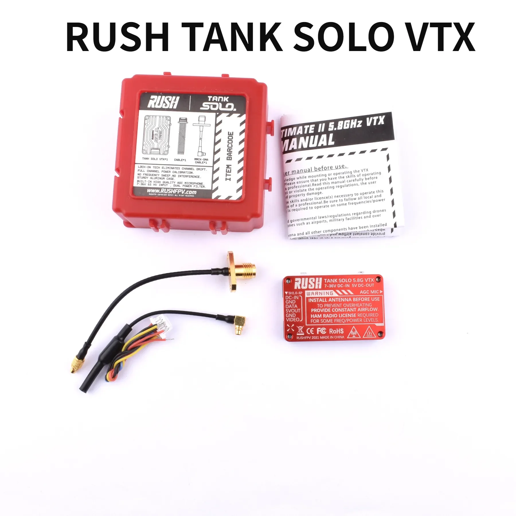 Rush Tank Solo/Max Solo 2.5W 5.8Ghz 48Ch Pitmode1.6W Regolabile Vtx 2-6S Microfono Integrato Guscio Di Raffreddamento Cnc Forfpv A Lungo Raggio