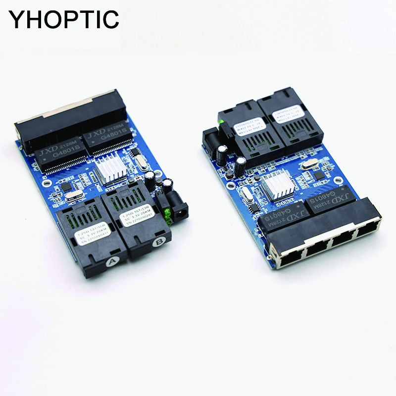 Switch Gigabit Ethernet 2 Porte In Fibra Ottica Convertitore Multimediale A 4 Porte Rj45Port Scheda Pcba Switch Gigabit Ethernet Singlemode Simplex