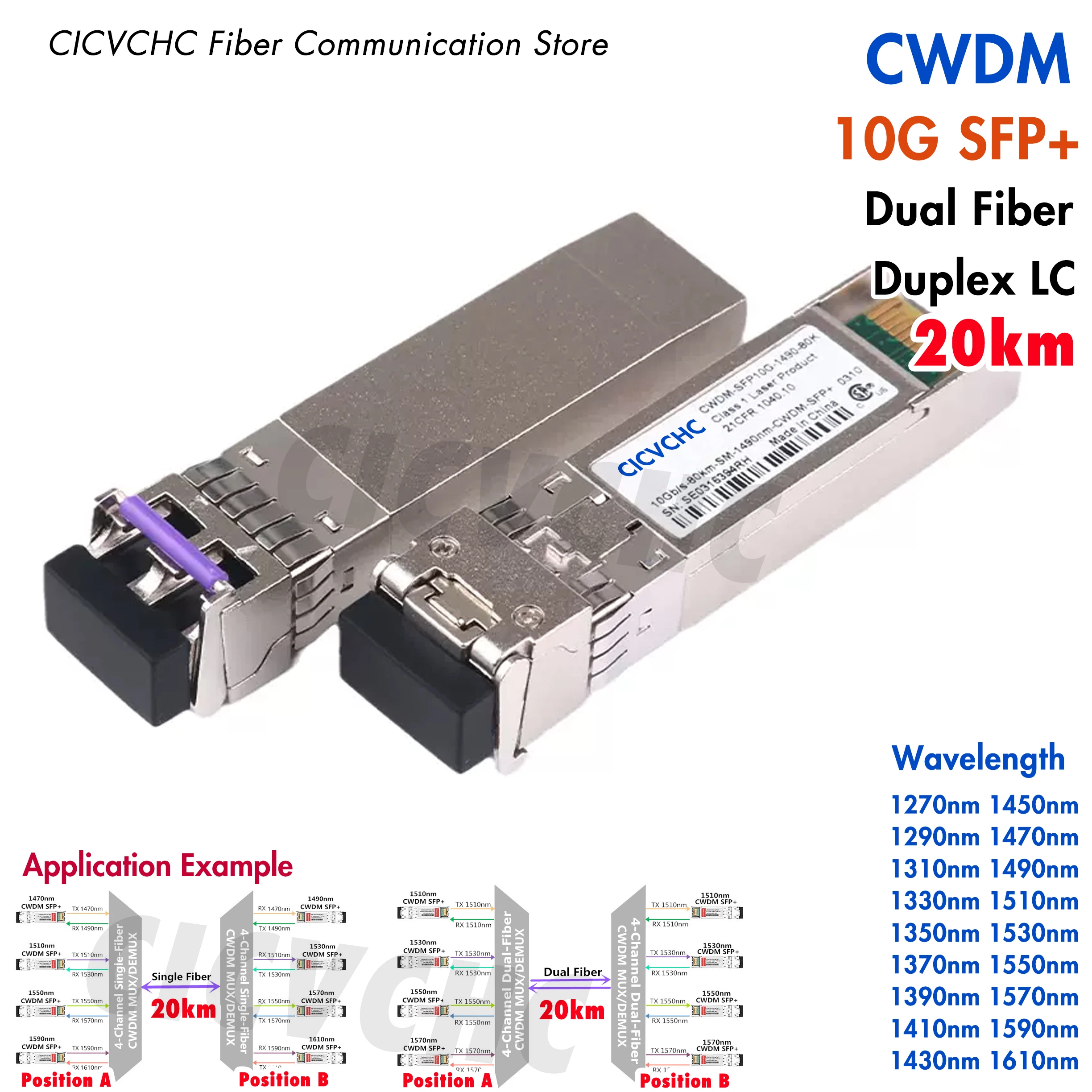 Ricetrasmettitore 10G Sfp + Cwdm 20Km Duplex Lc Ddm